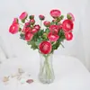 Trasplante de Cabello Artificial para Boda Flor Artificial de Loto de 5 Cabezas Decoración de Mesa para Sala de Estar Flor Falsa de Seda Flor Artificial de Camelia Flockada