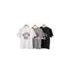 Camiseta Gris de Manga Corta con Cuello Redondo y Dibujo de Letras Estilo Coreano para Mujer, Verano 2026, Corte Holgado, Cubre las Caderas, Disimula la Forma del Cuerpo, Top Holgado