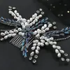 Accesorios para el Cabello de Perlas con Cuentas Hechos a Mano, Peine de Cristal con Forma de Hoja de Moda, Fábrica de Accesorios para el Cabello de Novia