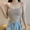 2022 verão exterior vestir beleza tubo superior com peito almofada superior quente menina fina ombro camisole mulheres curto desgaste interno