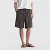 Pantalones Cortos de Cinco Puntos Cosidos en la Costura Lateral de Lyocell para Hombre, Ligeros de Verano, Ligeramente Arrugados, Transpirables, Casuales de Pierna Recta Suelta