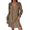 Moda Otoño Temprano 2024 Amazon Transfronterizo Nuevo Vestido Recto Holgado con Estampado de Leopardo y Cuello en V Europeo y Americano para Mujer