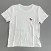Camiseta Bordada de Manga Curta com Gola Dobrada, Estilo Novo para Mulheres, Top Casual Versátil para o Dia a Dia e Uso no Verão