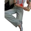 Calça Jeans de Cintura Alta Confortável de Perna Larga para Mulheres Aliexpress Design Novo Primavera e Verão 2024 Calças Longas da Moda com Strass Quente para Mulheres