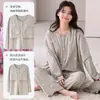 En stock En stock Envío (con copas) Pijama de algodón de manga larga y pantalón largo para mujer Conjunto de dos piezas tipo cárdigan Transmisión en vivo Hogar para damas