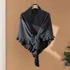 Chal de cachemira, prenda exterior para mujer, chal triangular cálido, bufanda tejida, calentador de cuello, pieza de moda versátil, color liso, capa exterior