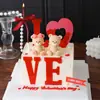 2.14 Decoración de Pastel para el Día de San Valentín Figura de Osito Lindo Sentado Rojo Amor Acrílico Inserto Decorativo para Hornear