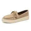 Mocassins masculinos retrô da moda em camurça, mocassins respiráveis da moda de verão, sapatos casuais slip-on para atividades ao ar livre