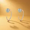 Pendientes de Plata Pura 999 con Circonita de Cuatro Garras para Mujer, Estilo de Lujo Ligero de Gama Alta, Tachuelas de Oreja de Nicho de Moda, Joyería de Plata Hipoalergénica al por Mayor
