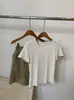 Camiseta de Verano 2026 para Mujer con Cuello de Encaje de Manga Corta, Top Base Ajustado de Verano para Adelgazar, Hombro Normal
