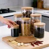 Botella de Vidrio Doméstica con Tapa Almacenamiento Tarro Sellado Grado Alimenticio Almacenamiento Caja para Granos Almacenamiento Té Tarro Pequeño Transfronterizo