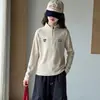 Moletom com zíper e gola alta para meninas, novo estilo workwear primavera/outono 2026, de manga longa, top estilo coreano para estudantes do ensino fundamental, peça externa