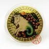 Moneda Conmemorativa de las Doce Constelaciones Moneda Chapada en Oro Constelación de 12 Medallón Conmemorativo de Tarot Europeo y Americano Moneda de Oro Moneda de los Deseos Espejo Cruzado