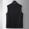 Chal Casual para Hombre 2026 Primavera/Verano Lujo Cuello Alto Cremallera Tejido Lana Sin Mangas Chaqueta Estilo Old Money de Gama Alta
