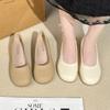 Mocasines Versátiles de Cuero Plano para Mujer Otoño 2025 Punta Cuadrada Baja Slip-On Punta Redonda Suela Blanda Zapatos Cómodos de Abuelita