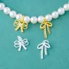 Nuevo Colgante de Lazo de Plata de Ley S925 Color Dorado Mano de Obra Fina Pulsera de Cristal DIY Cuerda Trenzada con Cuentas Accesorios de Plata