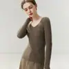 Suéter de Cachemira para Mujer BaiCaiRong Otoño/Invierno 2026 Cuello en V Diseño Versátil Ropa de Punto de Lana para Mujer
