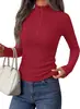 Suéter de malha canelada macio e elástico, estilo europeu e americano, com gola alta pequena, zíper, corte justo, mangas raglan, blusa casual de puxar