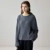 Suéter Pulóver de Punto Grueso Simple con Trenzas Tridimensionales de Cuello Redondo 100% Cachemir Europeo y Americano Otoño e Invierno para Mujer Talla Grande