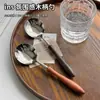 Cuchara Redonda de Acero Inoxidable 304 con Mango de Madera para Uso Doméstico, Cuchara de Comedor Sólida de Madera con Mango de Calabaza, Cuchara de Madera de Ala de Pollo, Cuchara de Alto Valor Estético