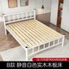 Cama de hierro forjado, cama matrimonial para uso doméstico, elevada, engrosada, cama de hierro reforzada, cama individual de acero inoxidable, cama simple con estructura de hierro para viviendas de alquiler