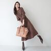 Vestido coreano de fondo ropa de mujer 2023 otoño e invierno nuevo sentido hermana real temperamento de abanico de alta frialdad con falda abrigo