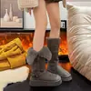 Botas de sola grossa, forradas com fleece, quentes, de cano alto, botas de neve espessadas para mulheres, novas botas de inverno de cano médio 2026, sapatos grandes de algodão estilo Nordeste