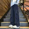 Calças funcionais com forro de fleece e espessadas para homens, outono e inverno, à prova de vento e à prova d'água, largas, plus size, casuais, calças masculinas