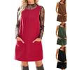 Ropa de Mujer Europea y Americana Transfronteriza Amazon Estación Independiente 2025 Verano Vestido de Tirantes para Mujer Vestido de Bolsillo de Pana