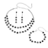Comercio Exterior Transfronterizo Moda Europea y Americana Collar de Doble Capa con Pedrería y Diamantes Completos Collar para Vestido de Cena Pendientes Pulsera Set de Tres Piezas