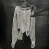 Suéter de Ombro com Design de Cinto Feminino Estilo Americano Moda Preguiçosa Top de Tricô
