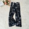Pijama de Algodón y Seda Pijama de Mujer Verano Delgado Algodón y Seda Primavera y Otoño Para Usar Afuera Holgado Largo Hogar Aire Acondicionado Nuevo Pantalones de Pierna Ancha