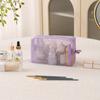 Bolsa de Cosméticos con Malla Afelpada en Forma de Corazón, Bolsa de Almacenamiento Portátil Visible, Bolsa Morado Taro, Bolsa de Gran Capacidad, Bolsa de Cosméticos Nueva