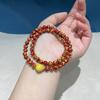Pulsera de Doble Círculo de Arena de Cristal de Cinabrio y Rejalgar, Simple y Versátil, Joyería Popular de Pulsera de Dos Círculos para el Año de Nacimiento