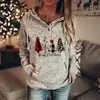 17402 Plataforma de Autoconstrucción de Sitio Web Independiente Shopify Amazon Transfronterizo Nueva Sudadera para Mujer Estampado Navideño Sudadera Gris
