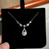 Colar Lágrimas de Sereia para Mulheres Prata Esterlina 925 Estilo Coreano Ins Luxo Leve High-End Pingente Gota d'Água Zircônia Corrente de Clavícula Celebridade da Internet