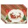 Manteles individuales navideños más vendidos transfronterizos, nueva serie de muñeco de nieve y renos, tapetes resistentes al calor, lino Amazon