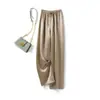Pantalones de pierna ancha plisados de ácido acético satinado para mujer, nuevos de verano, textura, tipo mopa, pantalones casuales, rectos, fluidos, holgados
