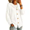 Sudadera con capucha de punto de botones europea y americana Chaqueta Otoño e Invierno Nuevo Estilo Transfronteriza Color Sólido Casual Chaqueta Suéter Mujer