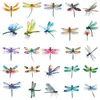 50 Piezas Calcomanías Impermeables de Libélula Acuarela Colorida Insectos de Colores Retro Diario DIY Decoración de Botella de Agua Maleta