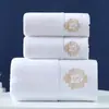 Comercio Exterior Transfronterizo Juego de Tres Piezas de Toalla de Algodón y Toalla de Baño Toalla Publicitaria de Regalo Logo Bordado Suave y Absorbente