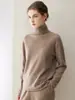Novo suéter de cashmere outono e inverno para mulheres, 100% caxemira de cabra, gola alta empilhada, tricotado, macio, sem costura, simples, suéter estilo coreano