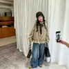 Chaqueta corta estilo coreano para niñas mayores, corte holgado con bajo de encaje, chaqueta casual, nueva colección otoño 2026
