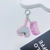 Pingente de Espelho em Acrílico com Coração que Muda de Cor, Acessório de Bolsa Simples e Versátil, Chaveiro Pente de Alça Portátil