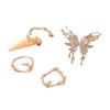 Joyería de comercio exterior de Amazon anillo creativo de mariposa geométrica de metal pesado personalidad irregular juego de cuatro anillos
