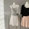 Conjunto Leve de Ballet para o Verão: Cardigã de Seda Lyocell/Saia Evasê de Linho com Ácido Acético/Top de Alça
