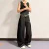 Estilo callejero americano, mezclilla cruda con diseño de estrella, pantalones de mezclilla holgados, unisex, corte limpio, pantalones largos rectos holgados, modernos