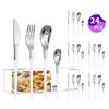 Venta caliente transfronteriza vajilla de acero inoxidable Serie Luna Creciente Cuchillo, tenedor y cuchara occidentales para 6 personas juego de 24 piezas traje de caja de color