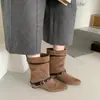 Primeiro Encontro Temporada 2026 Fivela Atmosfera Salto Plataforma Botas Western Femininas Couro Fosco Emagrecedor Versátil Botas de Cavaleiro