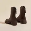 Botas femininas estilo Martin com forro de fleece, botas Chelsea de salto grosso e sola grossa, nova coleção outono/inverno 2026, botins estilo britânico, botas de cano justo